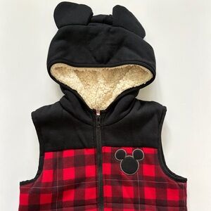 Children's Red Plaid Hooded Vest with Sherpa Lining